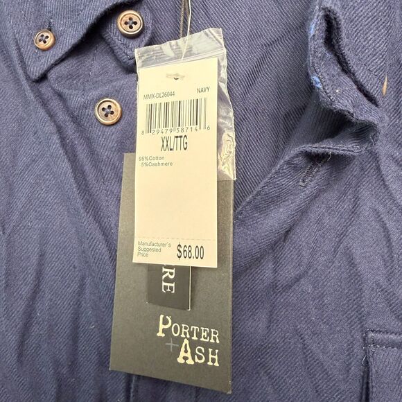 Cotton Cashmere Mens XXL Blue Shirt Button Down Long Sleeve Collared Top NWT - Picture 2 of 8